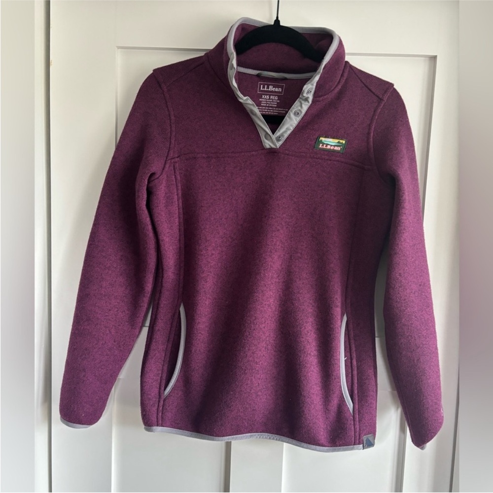 L. L. Bean Sweater Fleece Pullover in Purple. Size XXS.